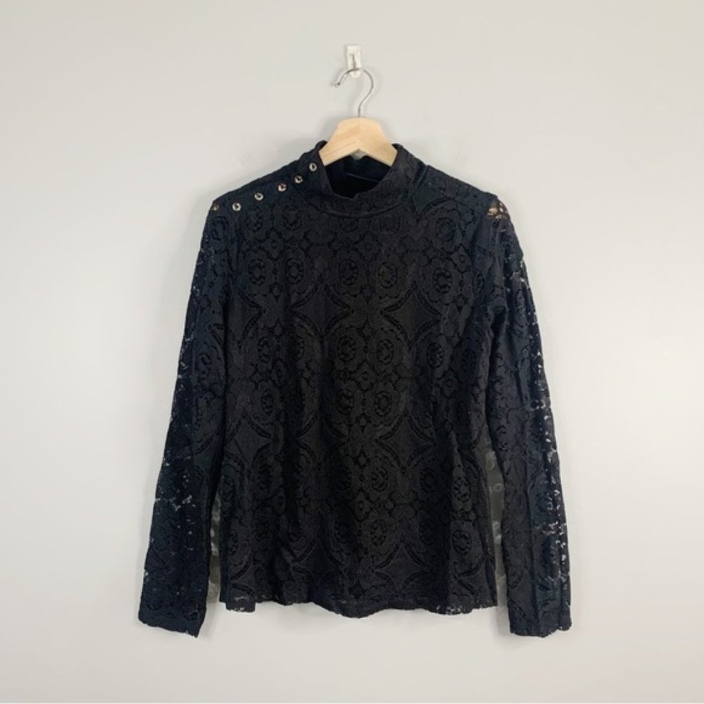 Lucky Brand Mixed Floral Flutter Sleeve Blouse Boho L Large